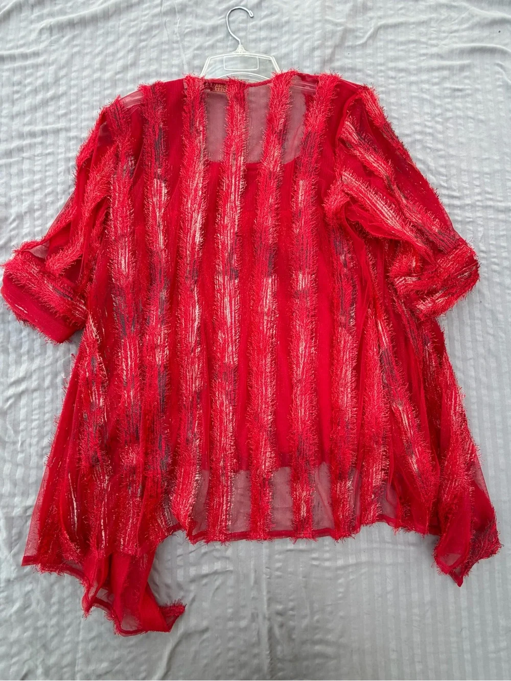 Picca Dilly Red Layered Open-Front Women's Sweater Cardigan